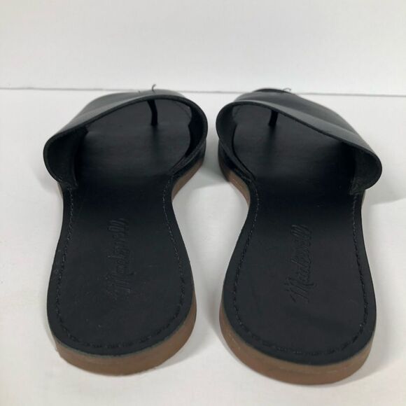 Madewell The Boardwalk Post Slide Sandal in Black Leather Size 6 JO201 - Picture 6 of 9